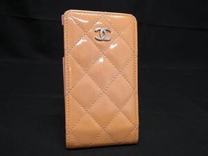 1円 CHANEL シャネル ココマーク マトラッセ パテントレザー iPhone4 4S対応 アイフォンケース スマホケース オレンジ系 BF7398