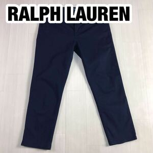 LAUREN RALPH LAUREN ローレン ラルフローレン ストレッチパンツ 4 160/88A ネイビー ロゴパッチ