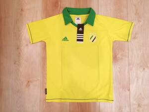 アディダス adidas 140 サッカー 半袖 Tシャツ 黄色 緑 襟つき ブラジル