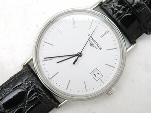 1円◆稼働◆ ロンジン L4.720.4 ホワイト クオーツ ユニセックス 腕時計 N21404