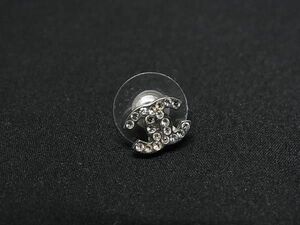 1円 ■美品■ CHANEL シャネル ココマーク A12W ラインストーン 片耳のみ ピアス アクセサリー レディース シルバー系 AW6417