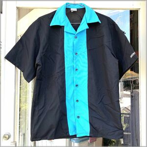 ★Tutti　美品　90s　USA製　ポリエステル　半袖　ボーリングシャツ　２トーン　size S　アメリカ買付★検 ビンテージ 古着 ロカビリー