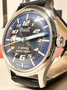 ヴィンテージ ピアジェ PIAGET ブルー文字盤手巻き ユニセックス腕時計 ショックプルーフ ムーブメント 17石スイス製 seller refurbished 