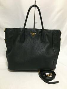 美品 プラダ 2way ショルダーバッグ トートバッグ レザー ブラック PRADA