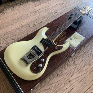 Mosrite モズライト Super Custom SC-65 パールホワイト 黒雲製 美品 ワニ革柄ハードケース付属