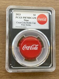【PCGS鑑定PR70DCAM+FS】ニウエ国 1ドル コカコーラ ボトルキャップ 銀貨 シルバープルーフコイン ファーストストライク Niue Coca-Cola