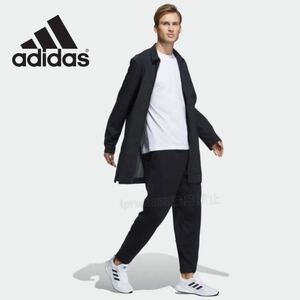 新品未使用 adidas コート【L】定価14300円 アディダス 撥水 カジュアル ビジネス 黒 ロングコート ビジカジ 上着 40861 ジャケット 運動