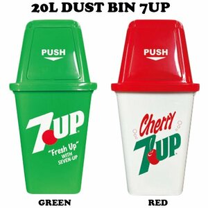 《２個セット》■ ７ＵＰ・セブンアップ ■ 【ダストボックス20L・グリーン＆レッド】※ アメリカン　ガレージ　ごみ箱　ダストビン