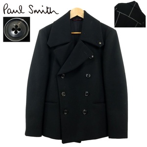 【B2881】【美品】【一部レザー使用】Paul Smith ポールスミス ピーコート ウールコート ウールジャケット サイズS