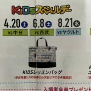 阪神甲子園球場 阪神vs中日　4月20日土 kidsスペシャルデー　レフト外野指定席2連番　送料無料　雨天補償有