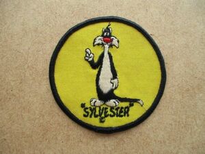 80s WARNER BROSシルベスターSylvester Catワッペン/猫ワーナーpatchesブラザース刺繍ビンテージLooney Tunesルーニー テューンズTV S95