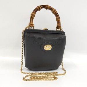 【中古】GUCCI 2WAY ショルダーバッグ バンブー レザー ブラック 616436