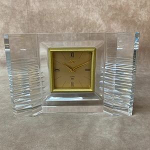HOYA Lofty 置時計 置き時計 ガラス 保谷クリスタル アナログ時計 アラーム 昭和レトロ インテリア