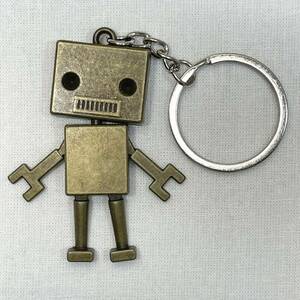 【キーホルダー】バッグチャーム ブリキ ロボット アンティークゴールド レトロ タイプC