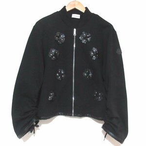 美品 MONCLER GENIUS 6 NOIR KEI NINOMIYA モンクレール APPLICAZIONI FIORI フラワーモチーフ ジップアップ ジャケット XS ブラック