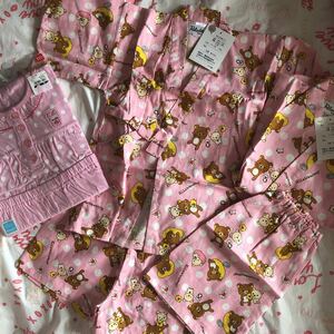 リラックマ　甚平　二つセット　女の子　パジャマ　ピンク色　可愛い　姉妹　お友達　お揃い　110㎝　祭り　イベント　夏　双子　福袋