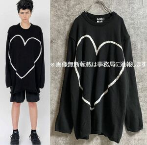 2022AW BLACK COMME des GARCONS ブラック コムデギャルソン☆ハート オーバーサイズ ニット/ビッグシルエット サイズM 黒