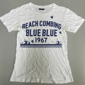 ハリウッドランチマーケット ブルーブルー BLUE BLUE サイズ2 Tシャツ 古着 白 ホワイト 半袖 日本製 MADE IN JAPAN