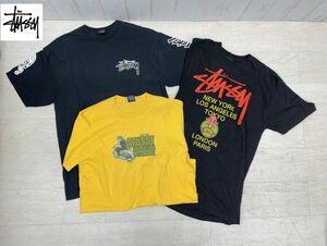 1円　STUSSY 半袖Tシャツ 3点 まとめて Lサイズ SARCASTIC NYC イエロー エリックエルムズ ワールドツアー WORLD WIDE ブラック 即日発送