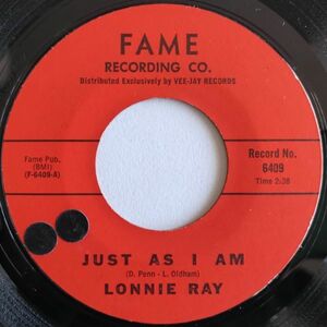 ◎ Lonnie Ray (=Dan Penn) 美品！【US盤 Soul 7" Single】Just As I Am / Diamonds (Fame 6409) 1965年 / Muscle Shoals 