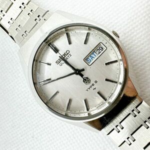 A2404-1112-8 １円スタート クオーツ　不動品　ジャンク　SEIKO　TYPE2　セイコータイプ2　メンズ腕時計　シルバー