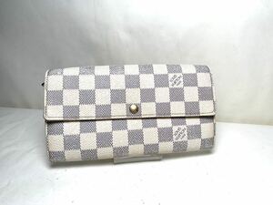 675 1円 使用僅か極美品 LOUIS VUITTON ルイヴィトン N61735 ダミエアズール ポルトフォイユサラ 二つ折り 長財布 ウォレット アイボリー