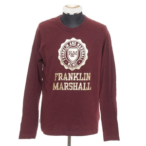 〇499438 FRANKLIN&MARSHALL フランクリン&マーシャル ◯長袖 Tシャツ ロゴプリント サイズS メンズ バーガンディ レッド