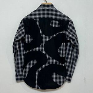 【96】 美品 COMME des GARCONS SHIRT 背面 パッチワーク オンブレ チェック 柄 シャツ XS フランス コムデギャルソン