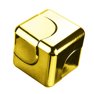 スクエア 立方体 ハンドスピナー [ゴールド] 減圧キューブ ジャイロキューブ アルミ合金 高速ベアリング おもちゃ ストレス解消