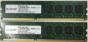 【8GB×2枚セット】低電圧版 SUNEAST DDR3L-1600(PC3L-12800U) 計16GB 2R×8 中古メモリ デスクトップ用 DDR3L 即決 動作保証【送料無料】