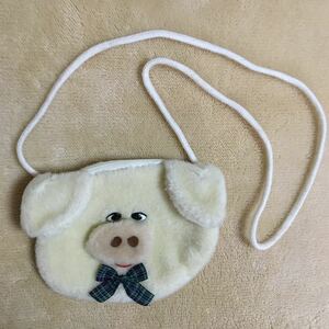 ふわふわ　もこもこ　顔　フェイス　豚　pig ピッグ　小物　ポシェット　バッグ　ショルダーバッグ　ポーチ