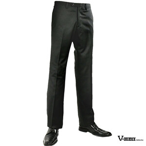 0#933502-1 [SALE] V-MEN 光沢なし 無地 ノータック ストレート パンツ スラックス スリム メンズ(ブラック黒) 73 きれいめ 美脚 シンプル