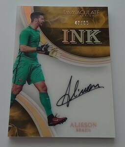 2017 PANINI IMMACULATE COLLECTION SOCCER ALISSON AUTOGRAPH CARD /65 INK LIVERPOOL アリソン ブラジル代表 リバプール サイン カード