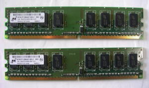 【デスクトップ】メモリ　MT8HTF12864AY-800J1　0951　１GB　1Rx8　PC2-6400U-666-13-D1　2枚　ジャンク