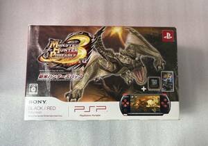 ★超美品★ PSP 3000 クロス未開封 モンスターハンター ポータブル 3rd 新米ハンターズパック 赤 黒 レッドブラック Monster Hunter