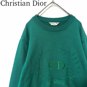 【送料無料】Christian Dior クリスチャンディオール　CDロゴ　メンズ　セーター　グリーン　緑　L