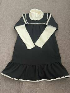べべBEBE 子供服フォーマル130黒ワンピースと白セーターセット　入学式美品