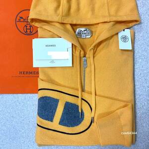 国内正規品 23ss~ 極美品 XL Hermes エルメス マイヨン シェーヌダンクル カシミヤ ニット ジップアップ パーカー セーター タグ