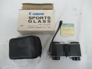H03006　Canon 　双眼鏡　SPORTS GLASS 3x 　箱・専用ケース付　日本製　昭和　レトロ