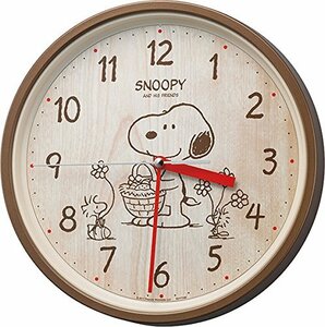 リズム(RHYTHM) SNOOPY (スヌーピー) 掛け時計 キャラクター アナログ 連続秒針 茶 (木目調) スヌーピーM06 8MGA40