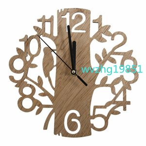 壁掛け時計　壁 壁掛け 木製時計　鳥　DIY インテリア　おしゃれ　北欧風　イラスト 木製 ナチュラル