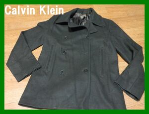 Calvin Kleinウールメルトン Pコート 黒・USA製