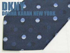 AA 187 ダナキャランニューヨーク DKNY DONNA KARAN NEW YORK ネクタイ 日本製 紺系 微光沢 ドット柄 水玉模様 ジャガード