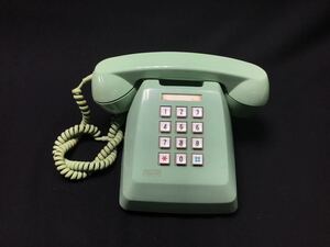 S897 【昭和レトロ】プッシュ式電話機 601P 緑色 インテリア 小道具 アンティーク 日本電信電話株式会社