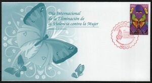 FDC J241 メキシコ 女性に対する暴力撤廃国際デー 昆虫 蝶 1V完貼り 2011年発行 初日カバー