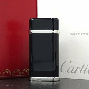 ★D2855 外観美品!! カルティエ コンポジット ガスライター ブラックｘシルバー 着火未確認品 Cartier メンズ★