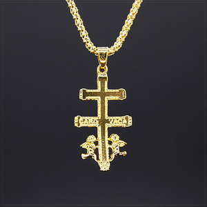 [PENDANT NECKLACE] Gold Plated Angel CARAVACA Cross ゴールド カラバカ クロス 天使の十字架 セーターチェーン ネックレス 【送料無料】