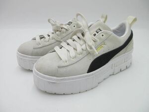 PUMA プーマ スウェードシューズ 380784-02 ローカット スニーカー size24.0/白ｘ黒 ■■ ☆ eba8 レディース ☆ ebb5 レディース