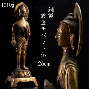 ◆楾◆ 仏教美術 銅製 鍍金チベット仏 26cm 1210g 仏像唐物骨董 [G146]US/24.4廻/FM/(100)