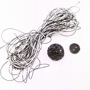 シャネル　CHANEL 黒　ラインストーン　ボタン　ドーム型　糸付き　正規品　ヴィンテージ　#33571